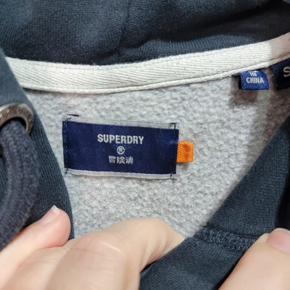 Superdry Men's Blue Vintage Logo Embroidered Baseball Zip Hoodie Size Small. - Picture 7 of 12